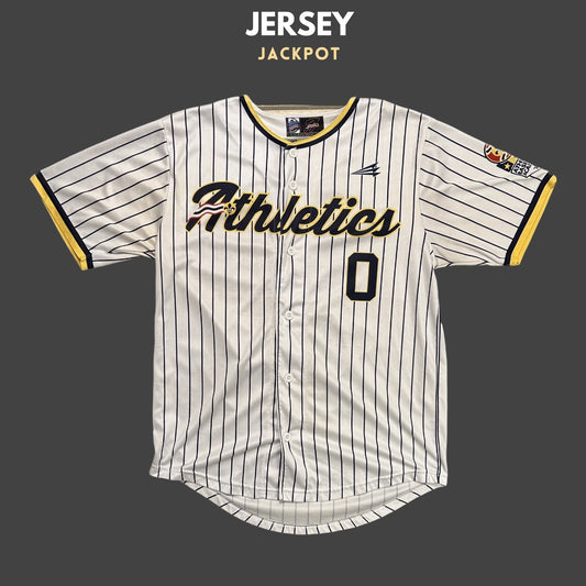 Vintage Oakland Athletics #0 Baseball Shirt White/Black Striped Men‰۪s M