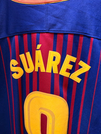 Vintage #9 Suarez FC Barcelona 2017/18 home Football jersey.