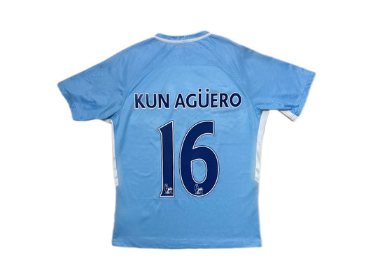 Authentic Kun Agüero #16 Manchester City 2017-18 Home football