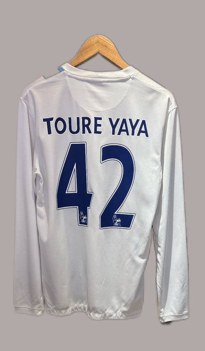 Vintage #42 Toure Yaya Nike Manchester City 2013-14 Away long-sleeve football jersey.