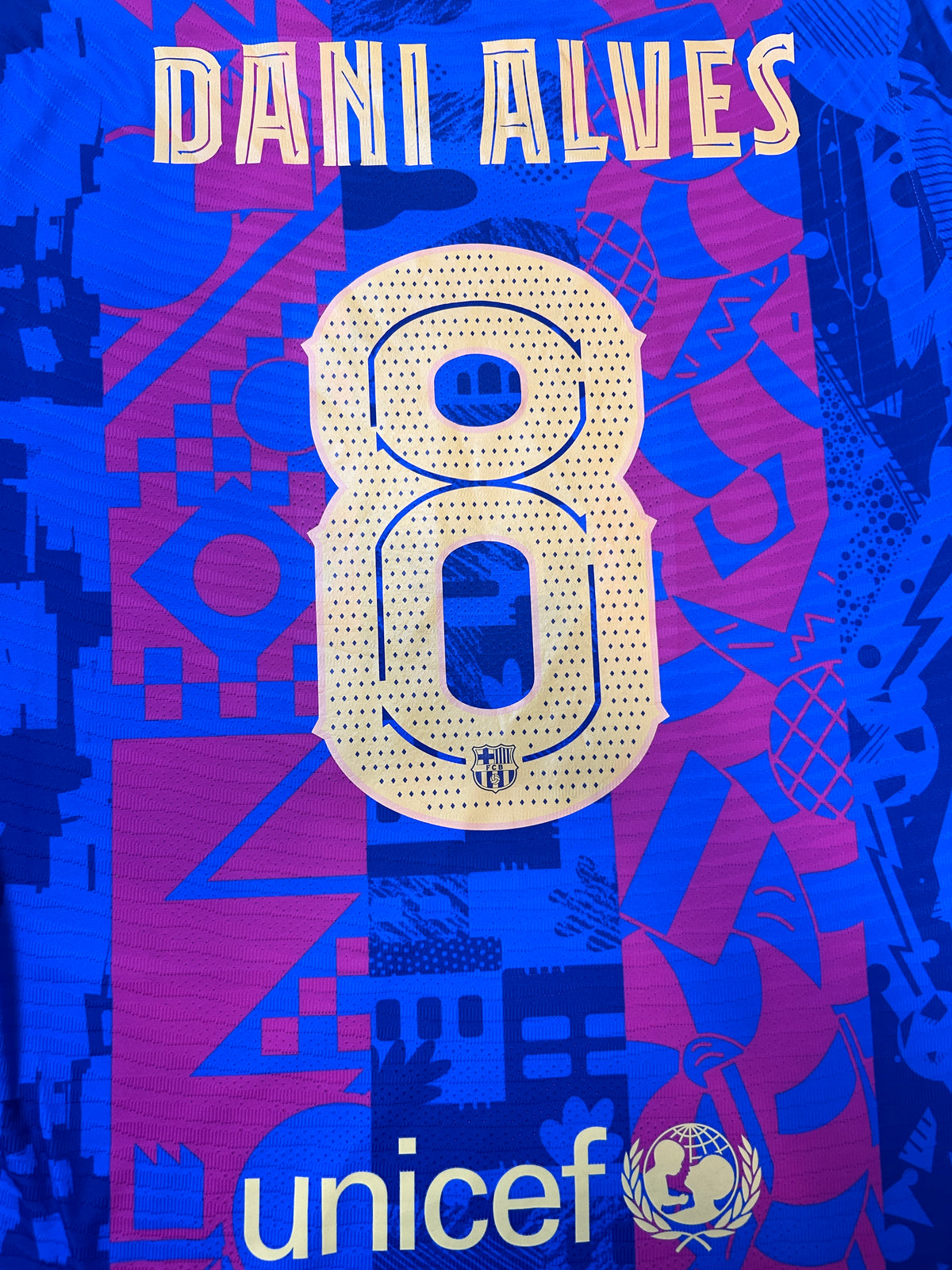 Authentic Dani Alves #8 Barcelona 2021-22 Third Football