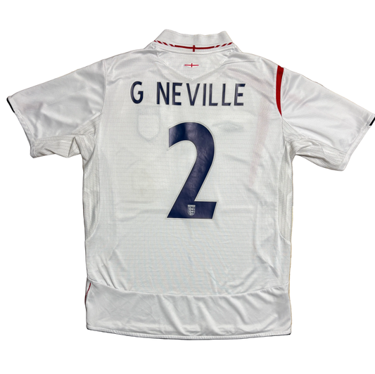 Authentic #2 G.Neville England 2005-07 home football