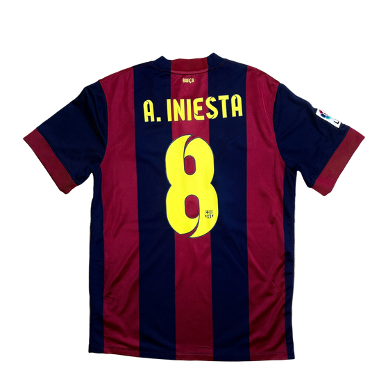 Authentic #8 A. Iniesta Barcelona 20013-2014 home Football