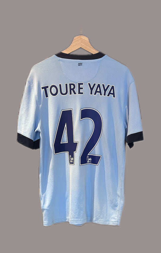 Vintage Toure Yaya #42 Manchester City 2014/15 Home Football T-Shirt