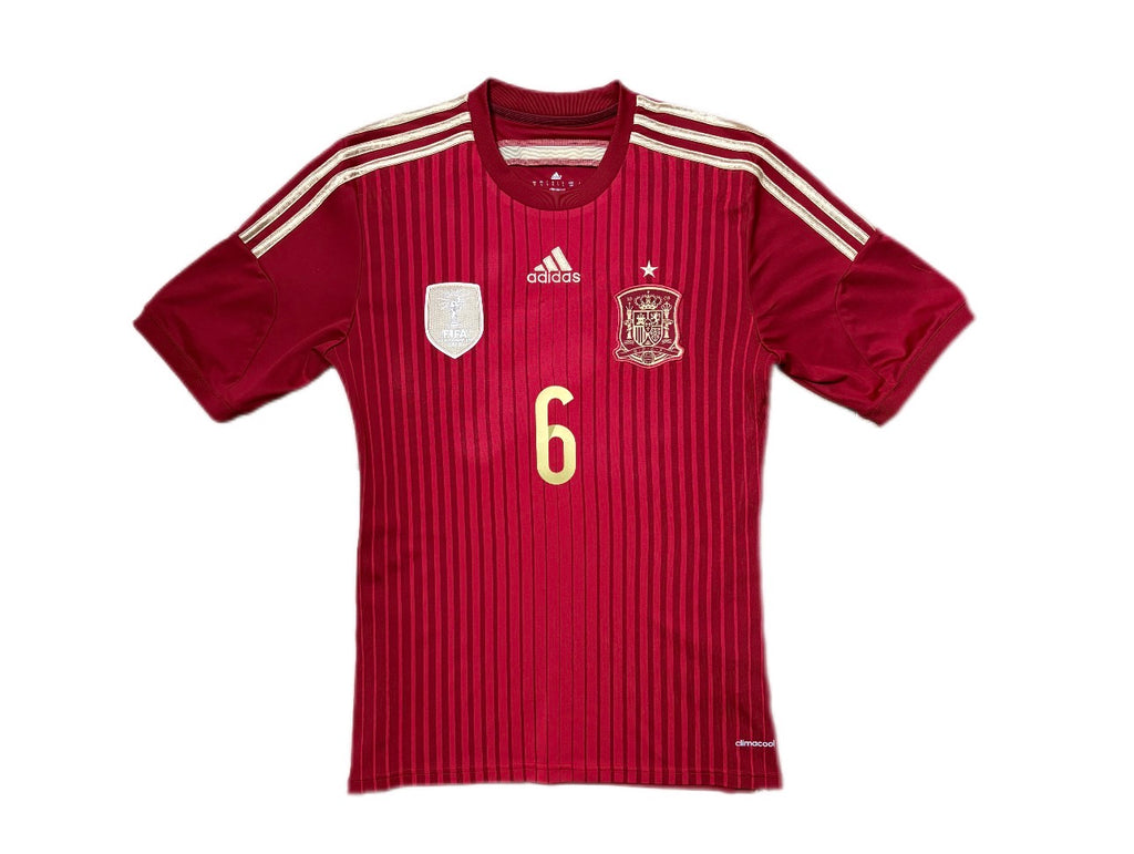 Authentic A.Aniesta #6 Spain 2014 World Cup home Football