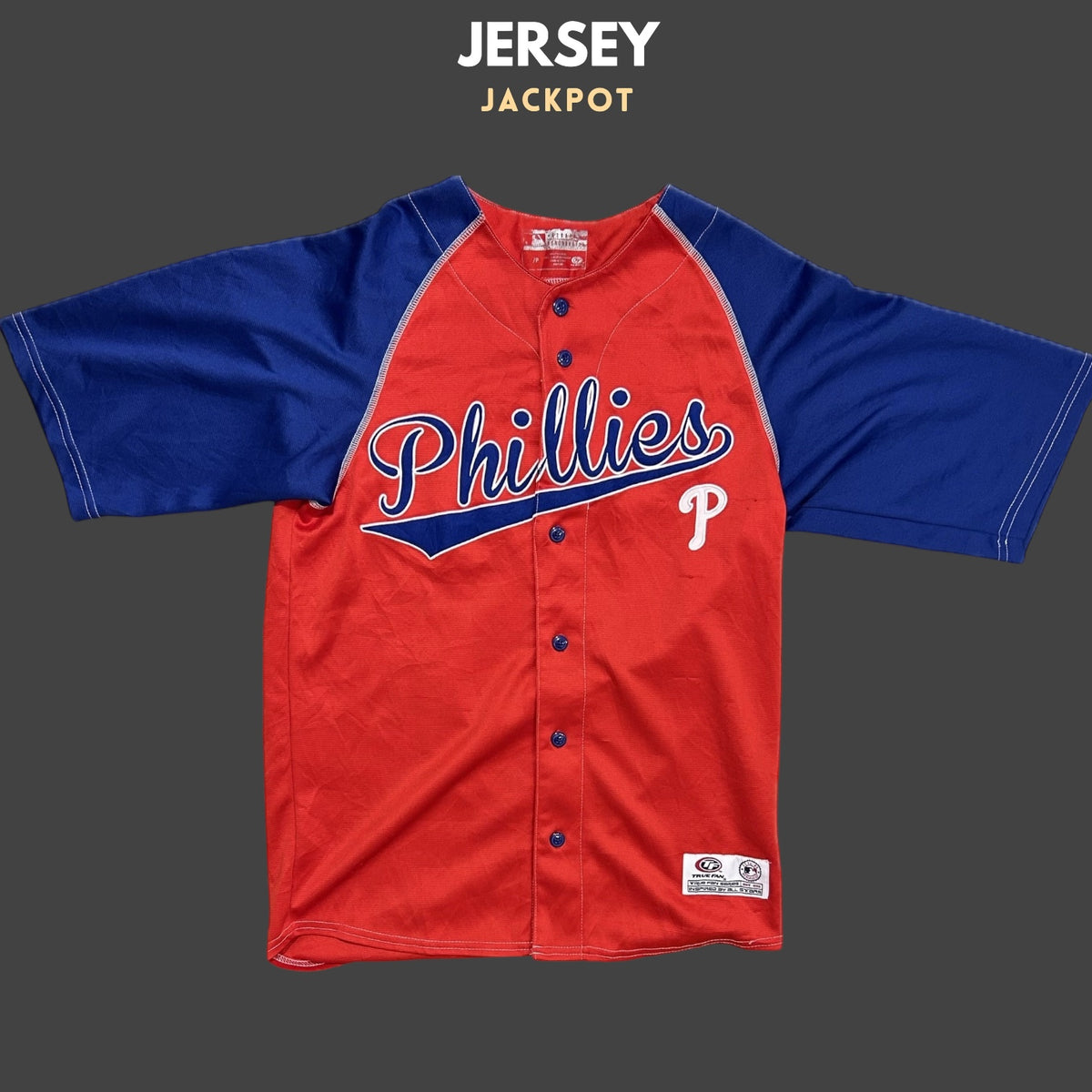 Vintage Philadelphia Phillies MLB Full Button Dri-Fit Red/Blue