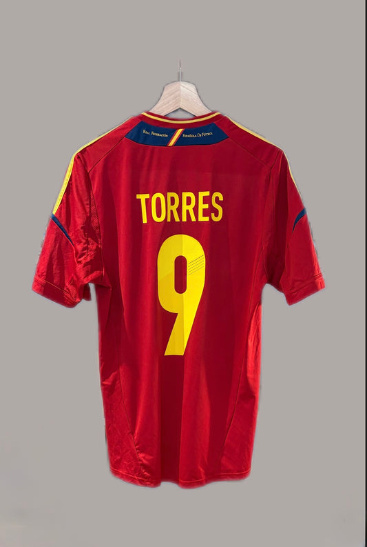 Vintage # 9 TORRES Adidas Spain Home Shirt from the 2011/12 season.