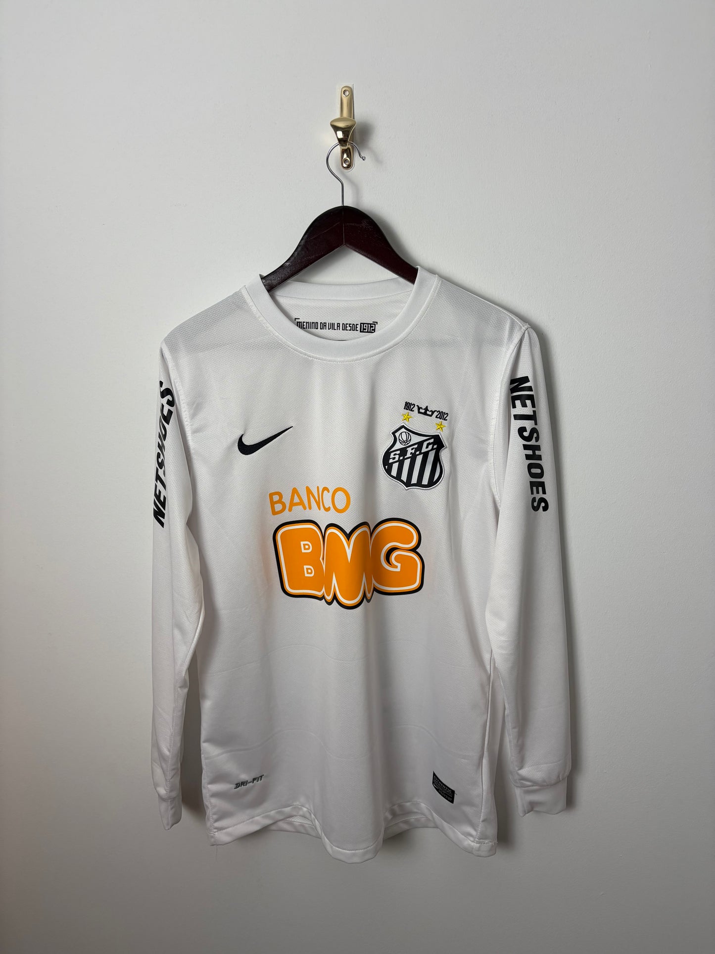 Vintage #11 Neymar Jr Santos 2012/13 FC White Long Sleeve Football Jersey