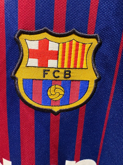 Vintage #9 Suarez FC Barcelona 2017/18 home Football jersey.