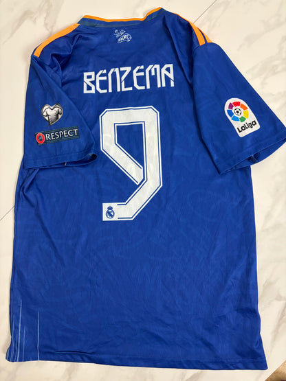 Vintage #9 Benzema RealMadrid 2021/22 Away Football Jersey Jersey