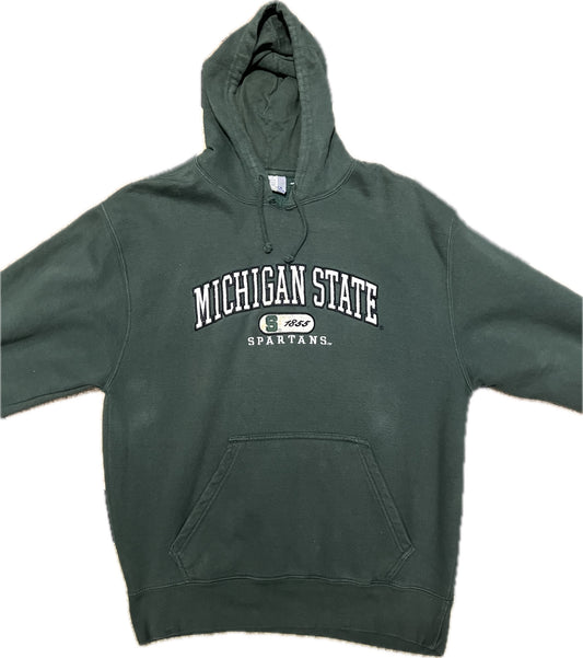 Vintage Michigan State Spartans Hoodie Green Mens L