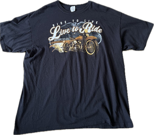 Vintage Ride to Live Live To Ride Motorcycle T-Shirt Men‰۪s 2XL
