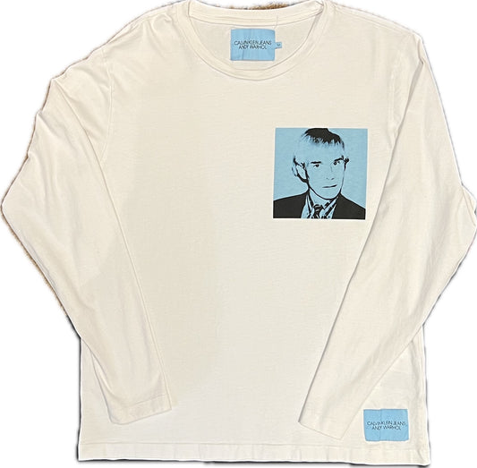Vintage Andy Warhol Calvin Klein Long Sleeve White/Blue Men‰۪s M