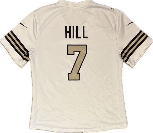 Vintage Taysom Hill New Orleans Saints Football NFL Jersey White/Gold Youth L