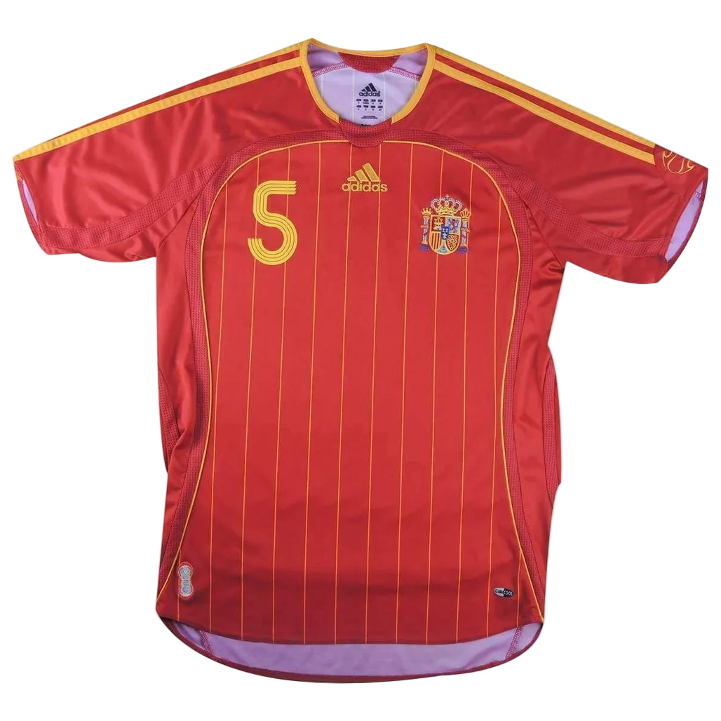 Authentic Puyol #5 Adidas Spain 2006-08 Home Football
