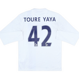 Authentic #42 Toure Yaya Manchester City 2013-14 Away Football L/S